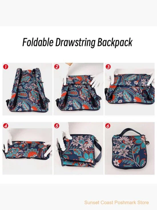 Waterproof Drawstring Backpack with Zipper Pockets Gym Travel Bag - Picture 6 of 7